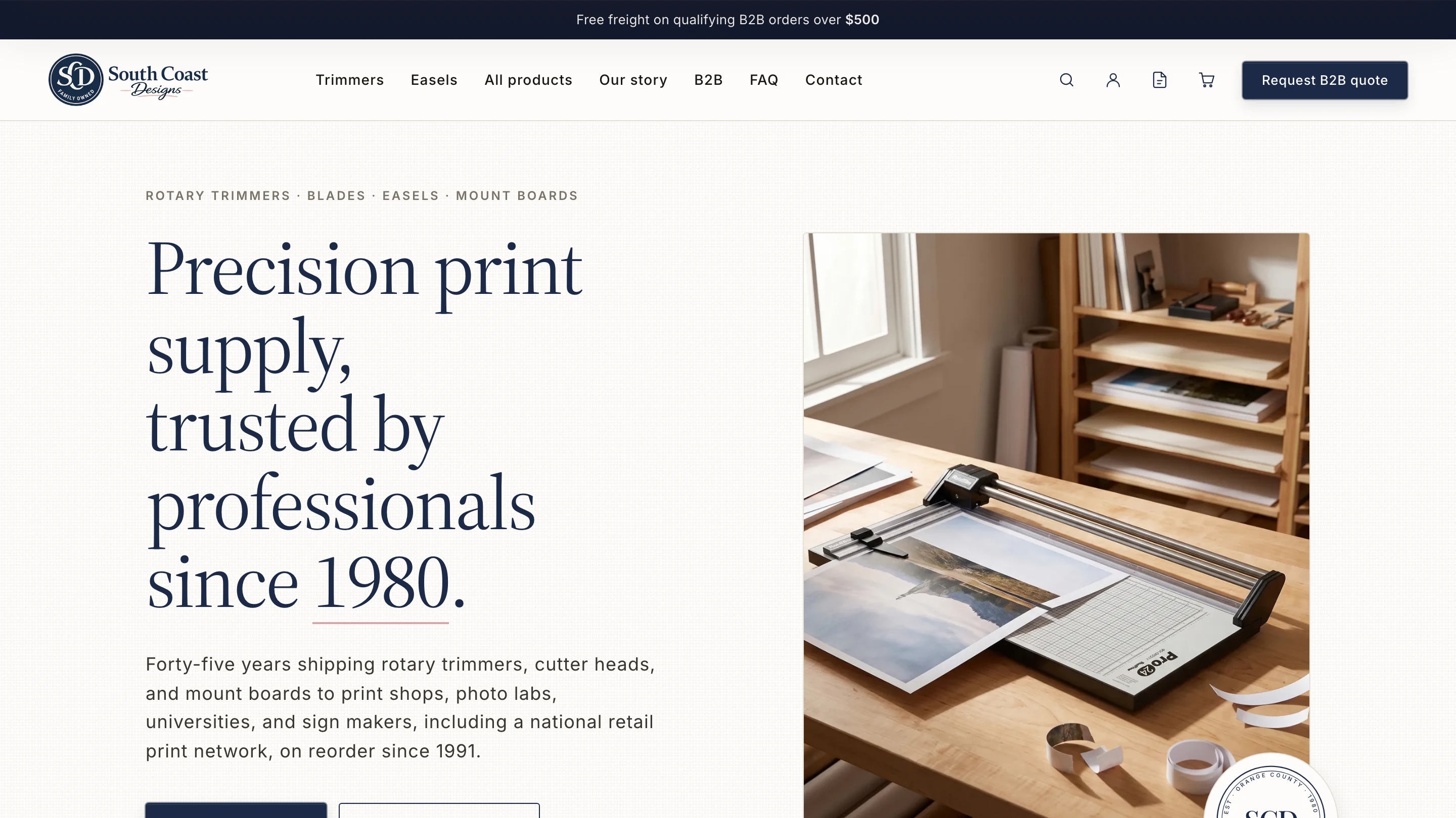 South Coast Designs homepage hero