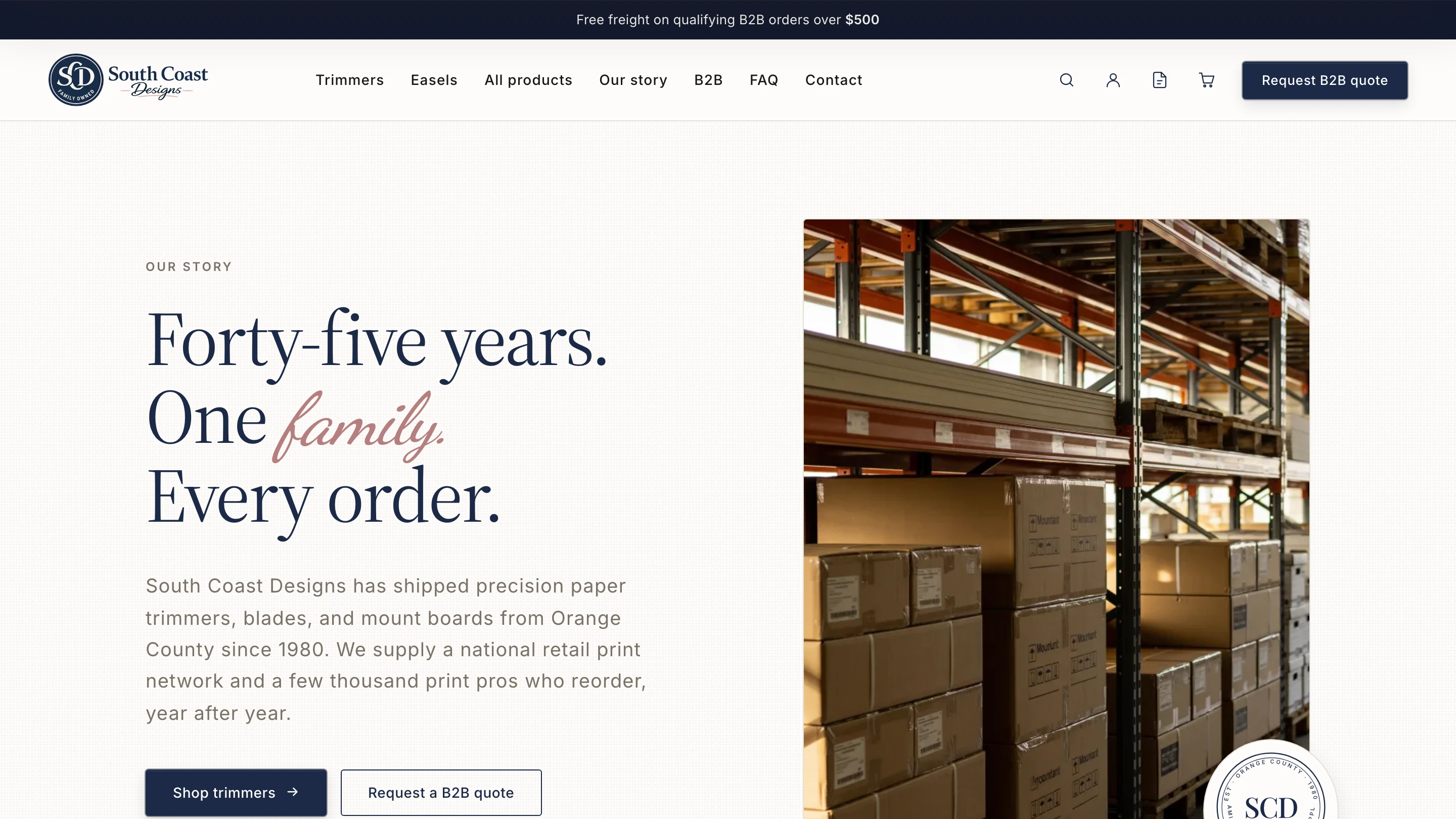 South Coast Designs Our Story page